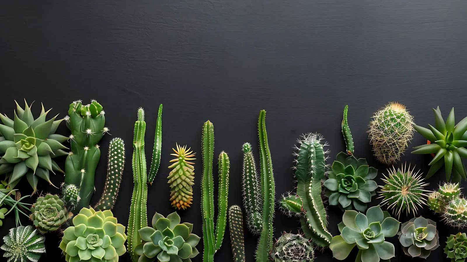 Succulent Cactus Plants on Black Wall Background — free download from Dotvec