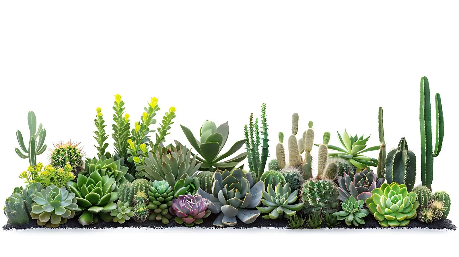 Succulent Cactus Plants on Black Wall Background — free download from Dotvec
