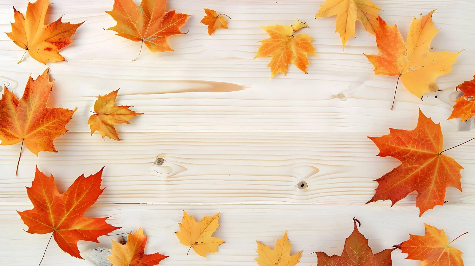 Autumn Maple Leaves on Pine Wood Background — free download from Dotvec