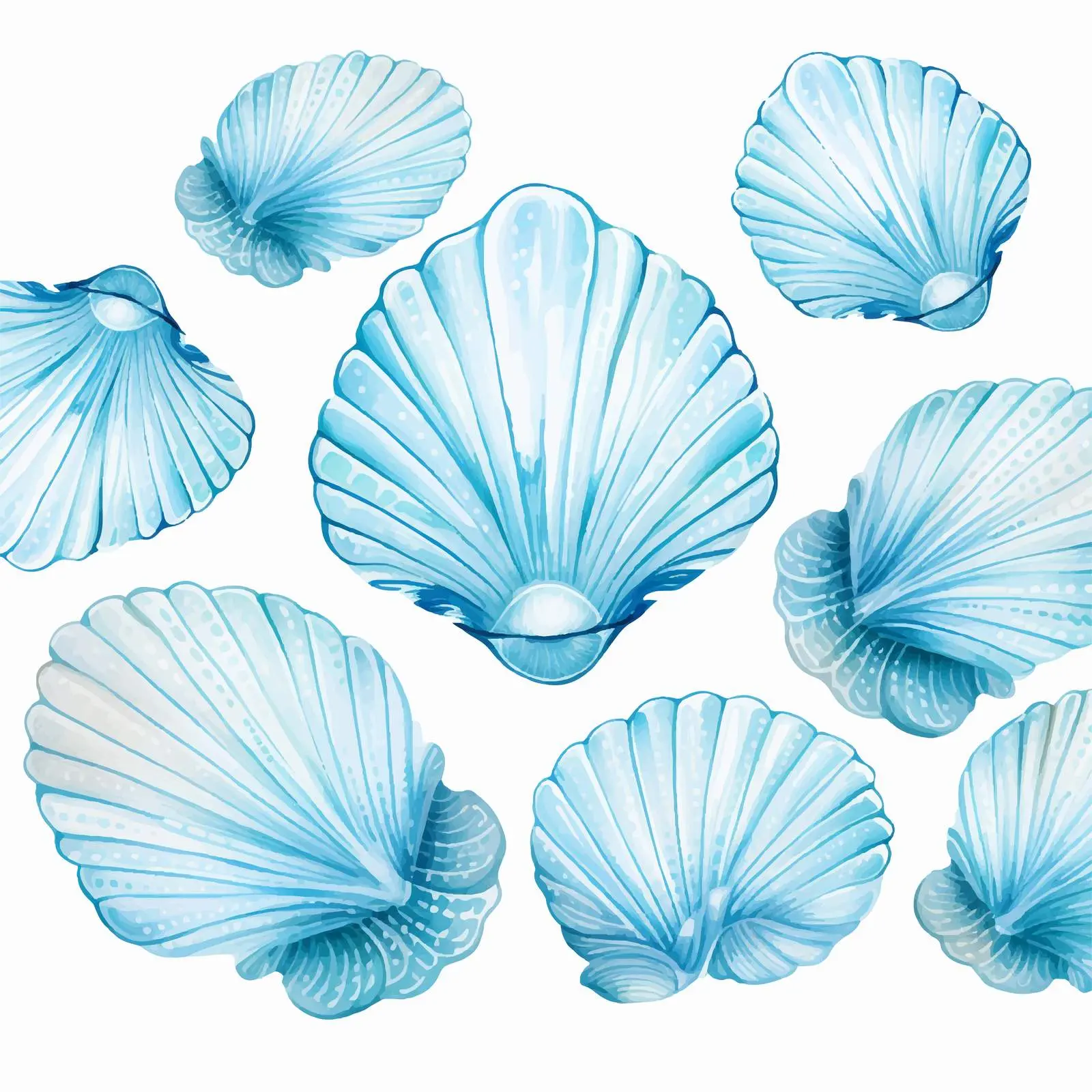 Light Blue Seashells Watercolor Pattern Vector — free download from Dotvec