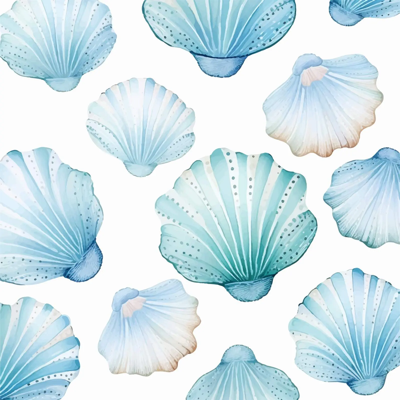 Marine Seashells Pattern with Light Blue Watercolor — free download from Dotvec