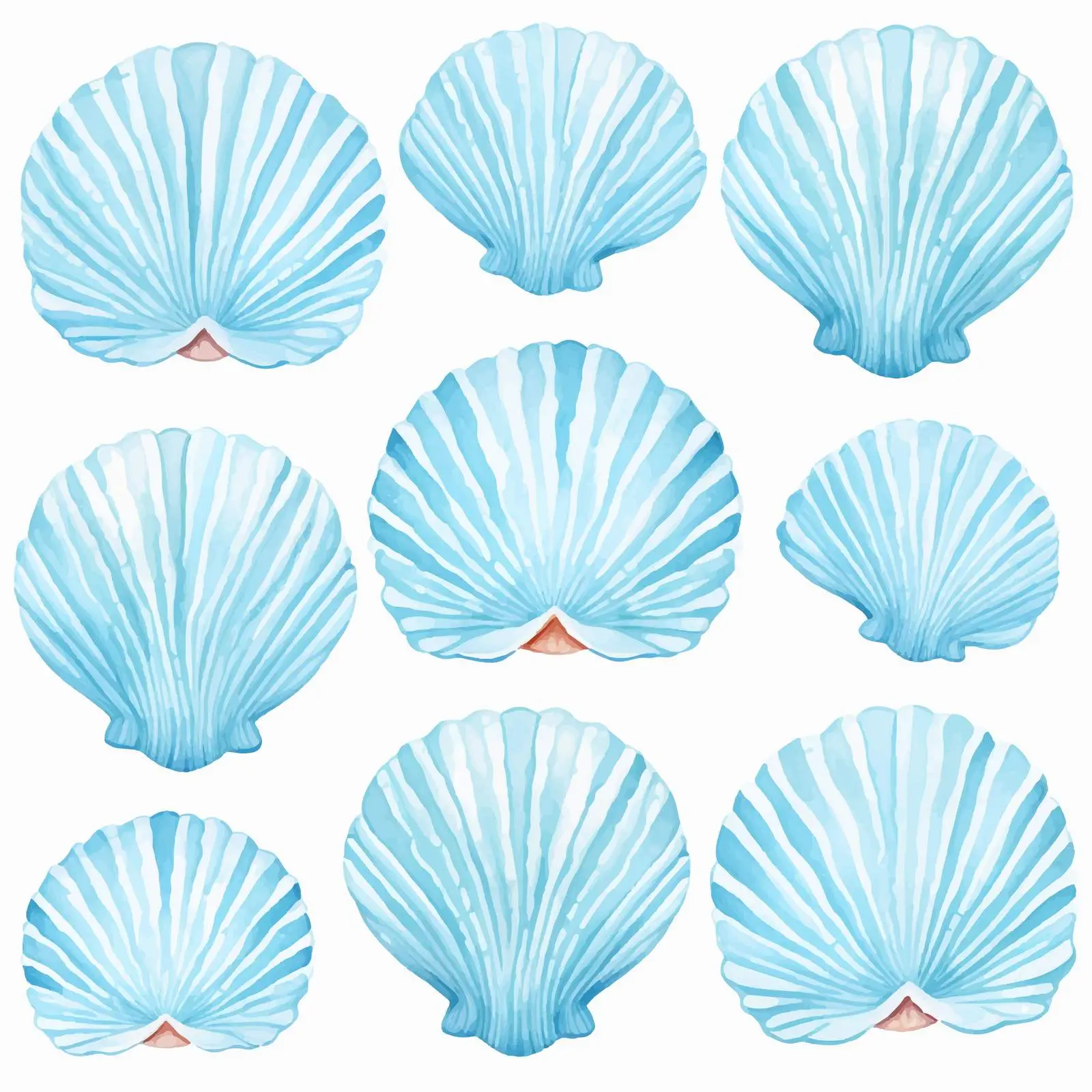 Marine Seashells with Light Blue Watercolor Patterns — free download from Dotvec