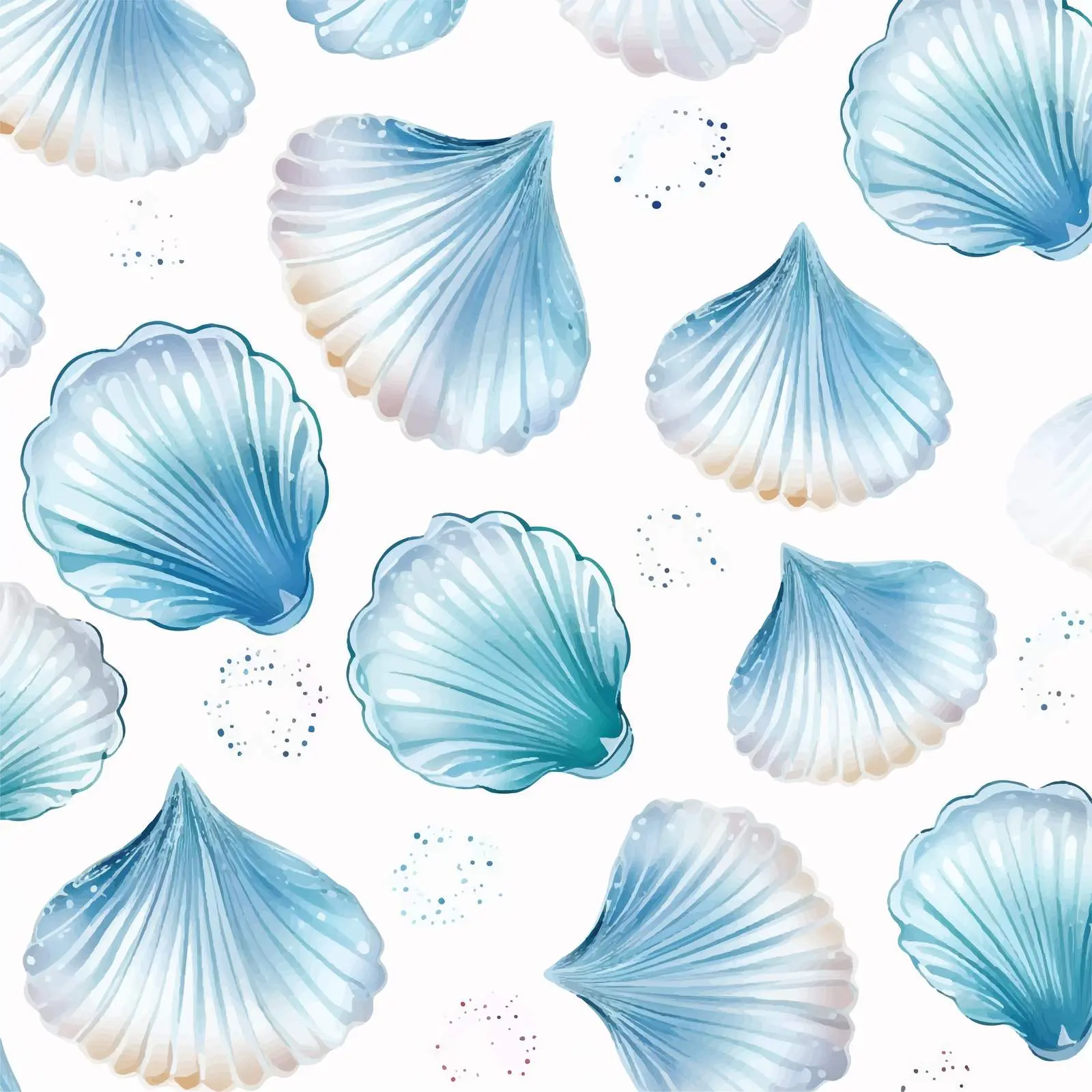 Marine Seashells Pattern with Light Blue Watercolor — free download from Dotvec