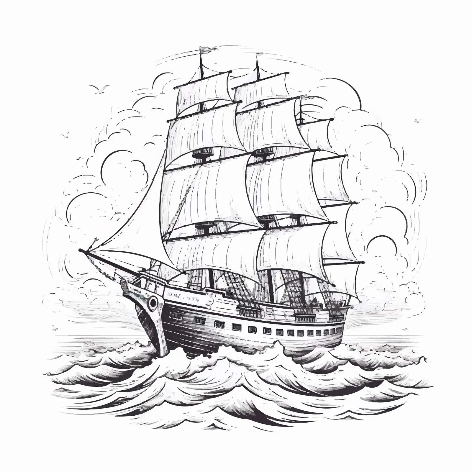 Marine Sketch Illustration for Retro Card Design — free download from Dotvec