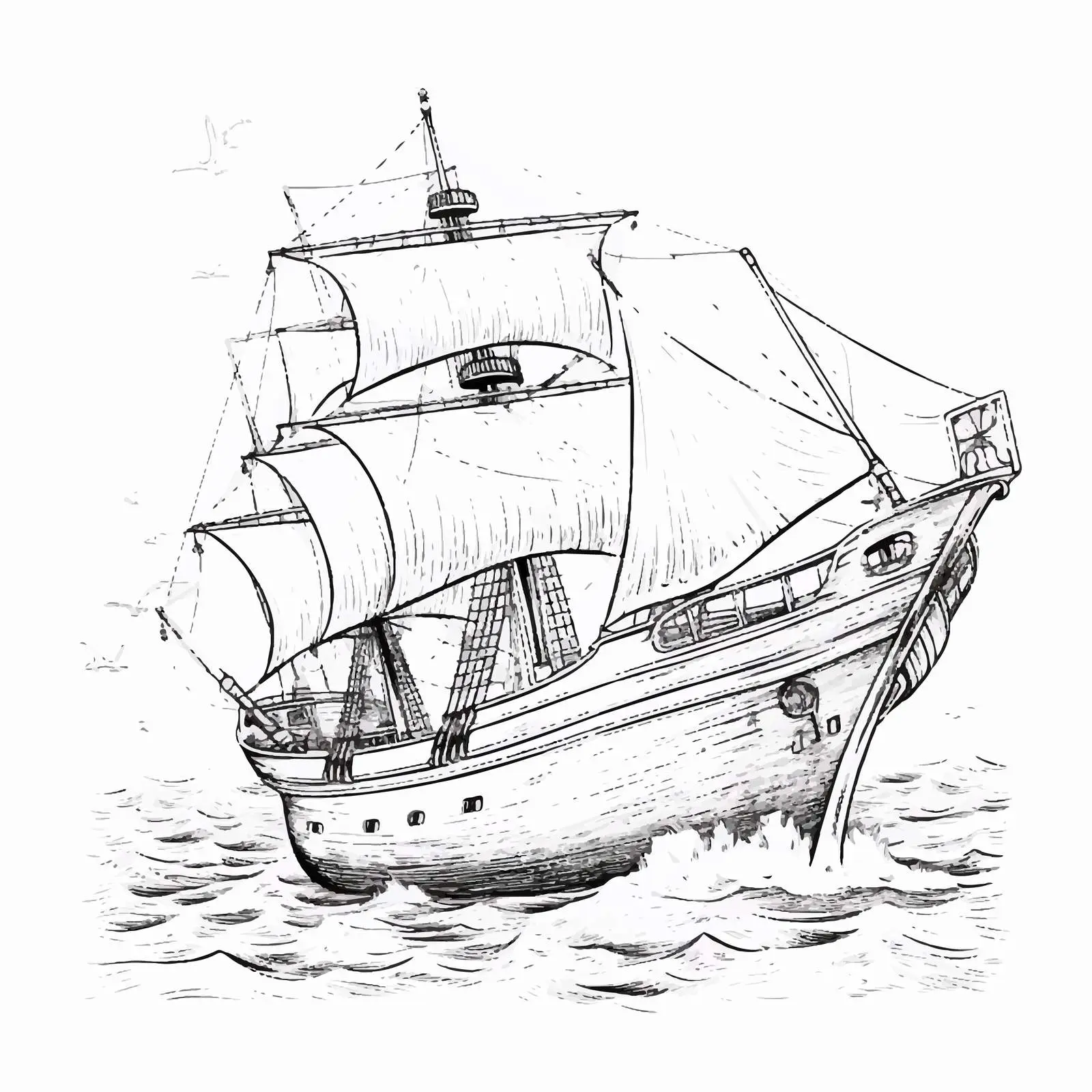 Marine Sketch Illustration for Retro Card Design — free download from Dotvec