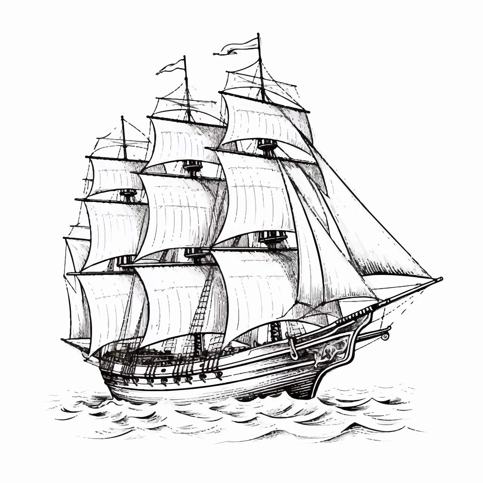 Retro Marine Sketch Illustration for Cards — free download from Dotvec