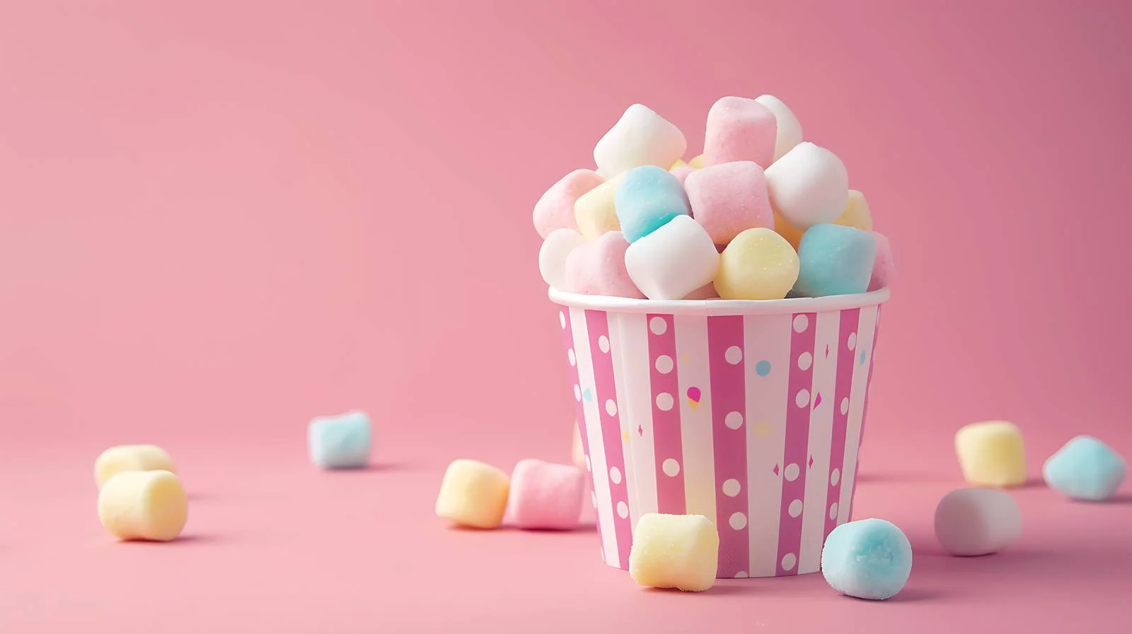 Colorful Marshmallows in Cup on Pink Background — free download from Dotvec