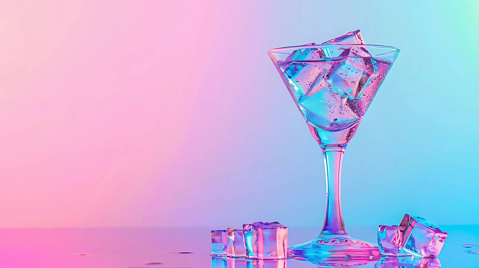 Neon Holographic Martini Glass — free download from Dotvec