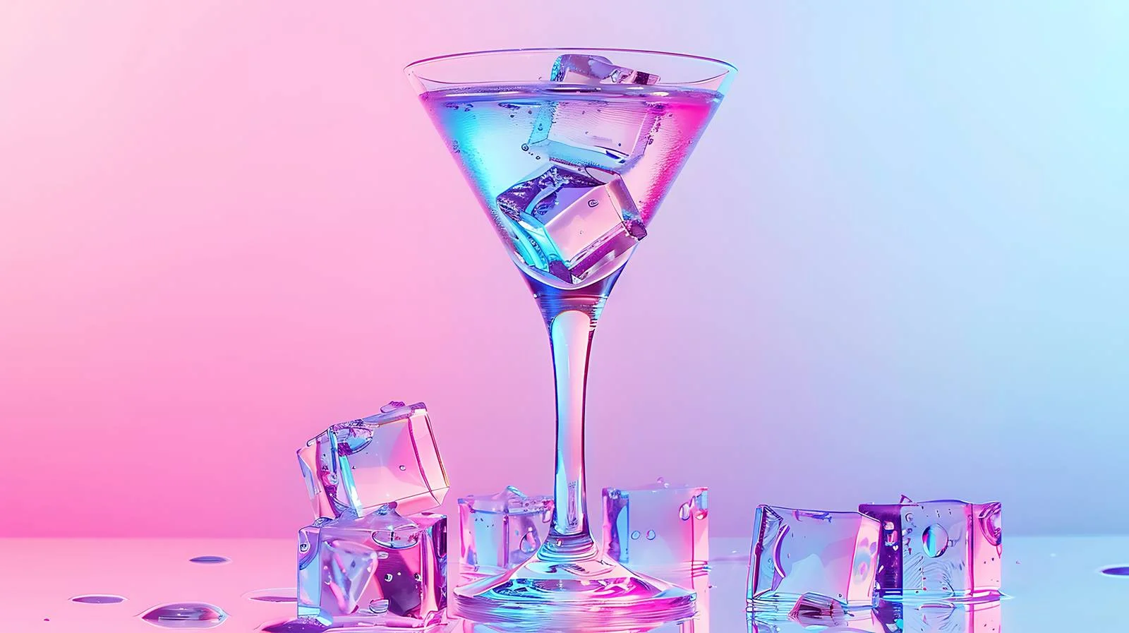 Neon Martini Glass with Ice Cubes — free download from Dotvec