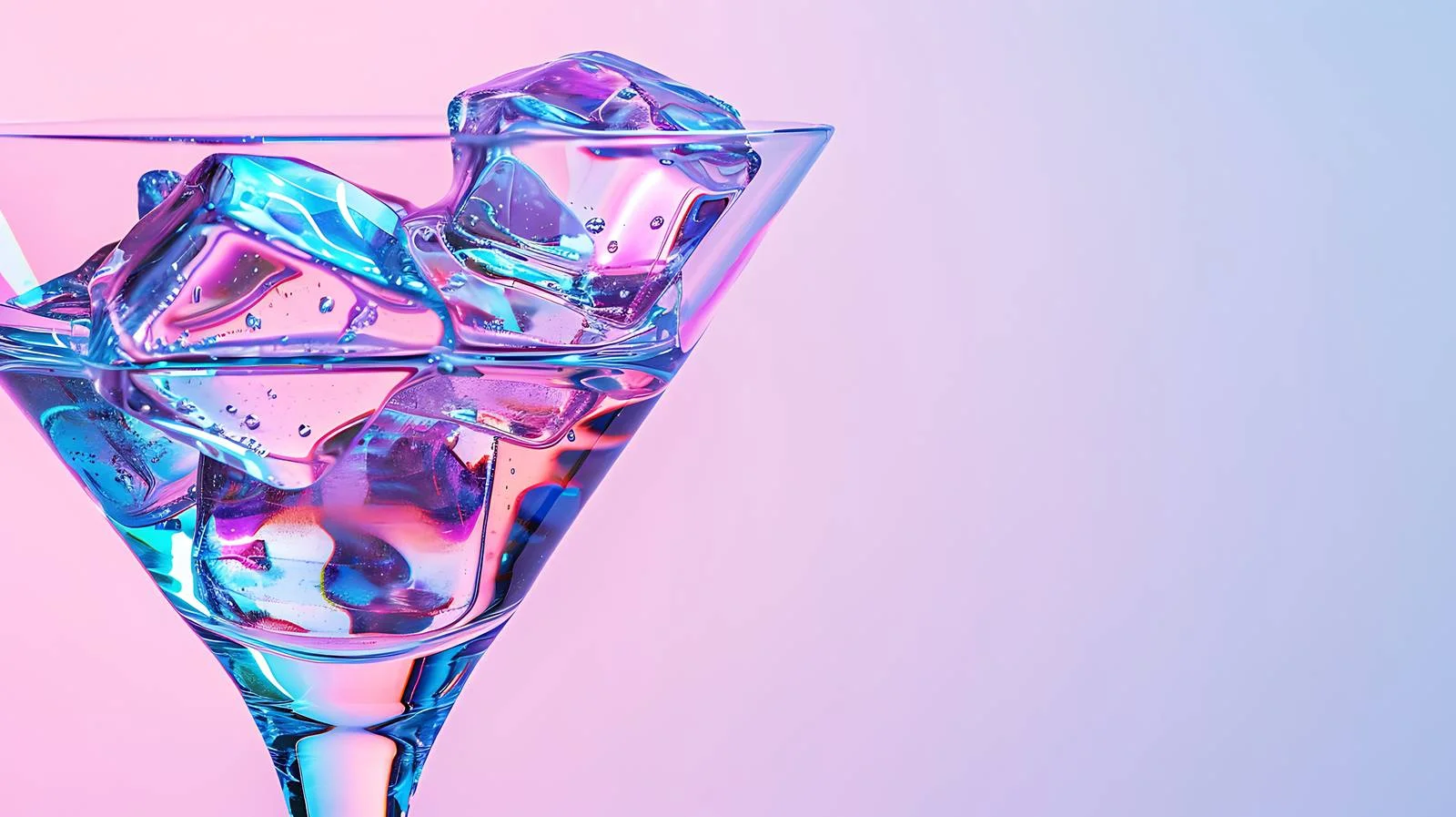 Neon Martini Glass with Ice Cubes — free download from Dotvec