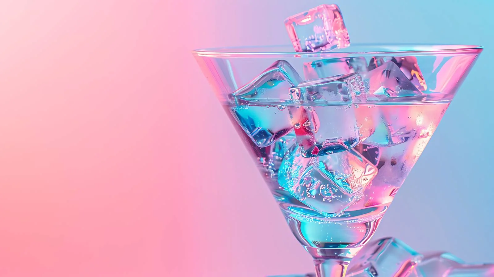 Neon Holographic Martini Glass with Ice — free download from Dotvec