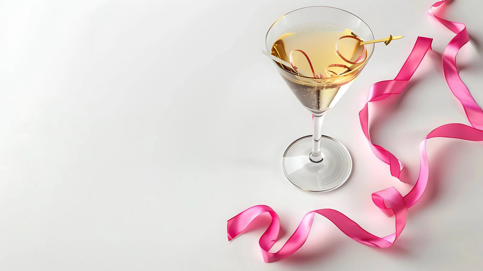 Elegant Martini Glass with Pink Ribbon — free download from Dotvec