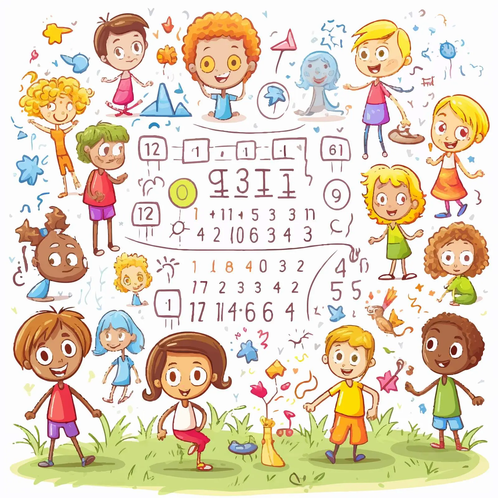 Kids Math Worksheet Template with Multiplication Problems — free download from Dotvec