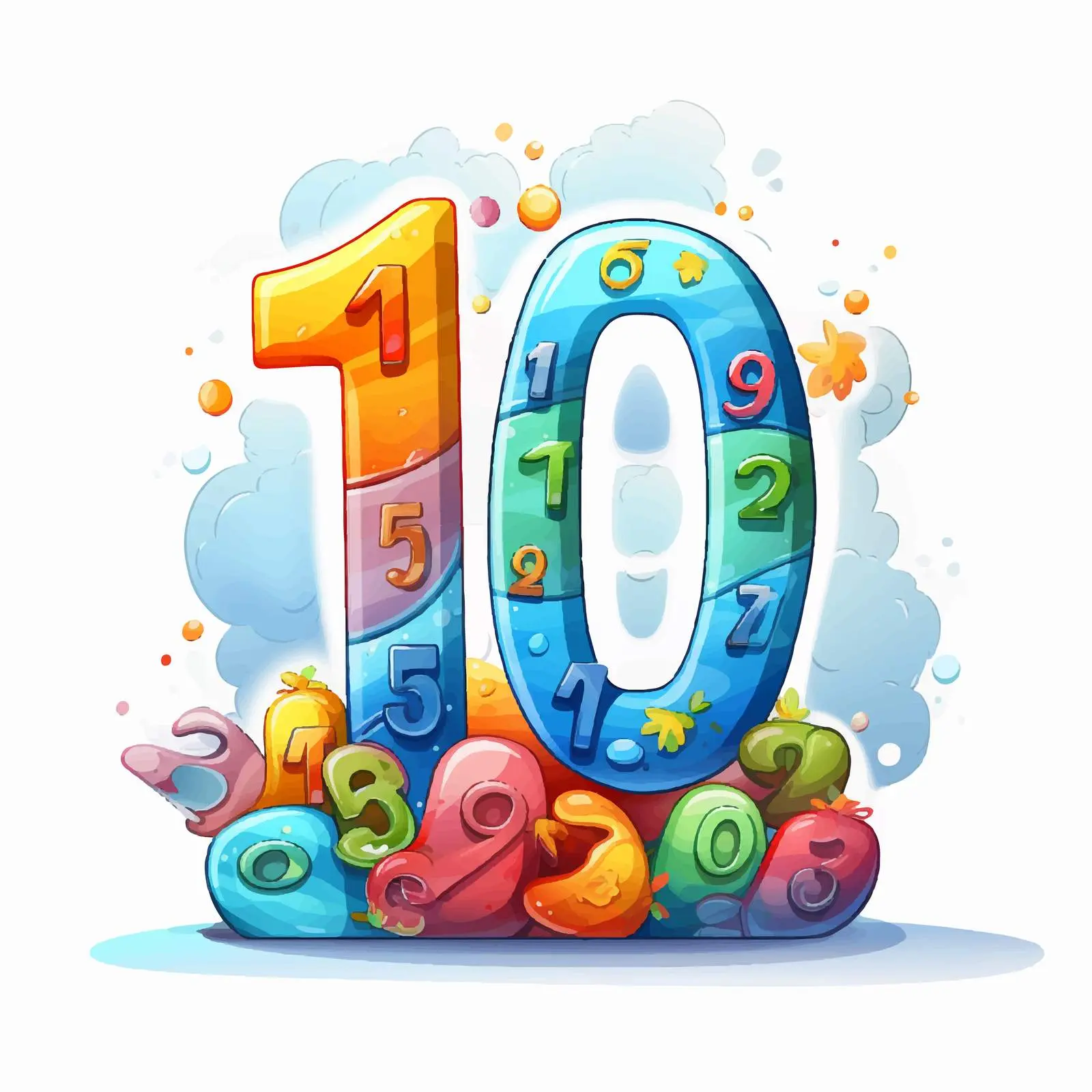 Counting to Ten Educational Vector Illustration — free download from Dotvec