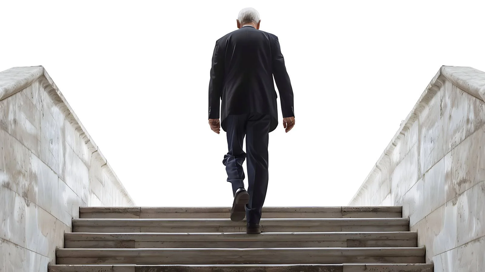 Seasoned businessman descending isolated white background – free descending image from Dotvec