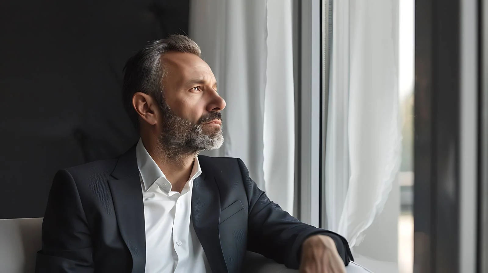 Professional Businessman Observing Office Lounge View — free download from Dotvec