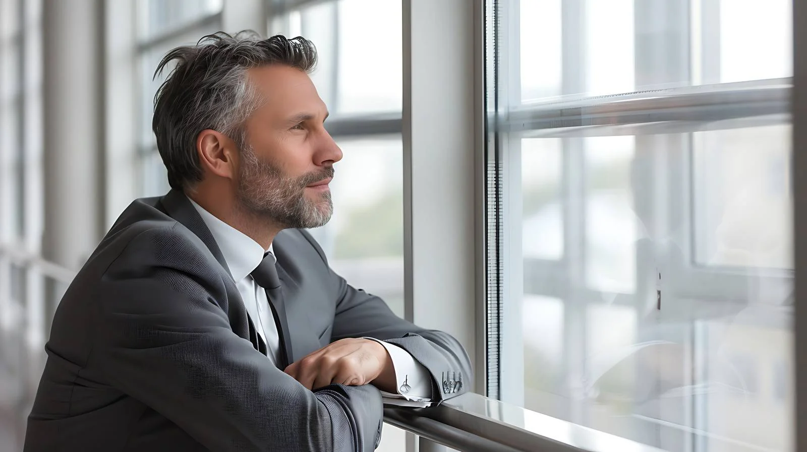 Executive Contemplating View in Lounge — free download from Dotvec