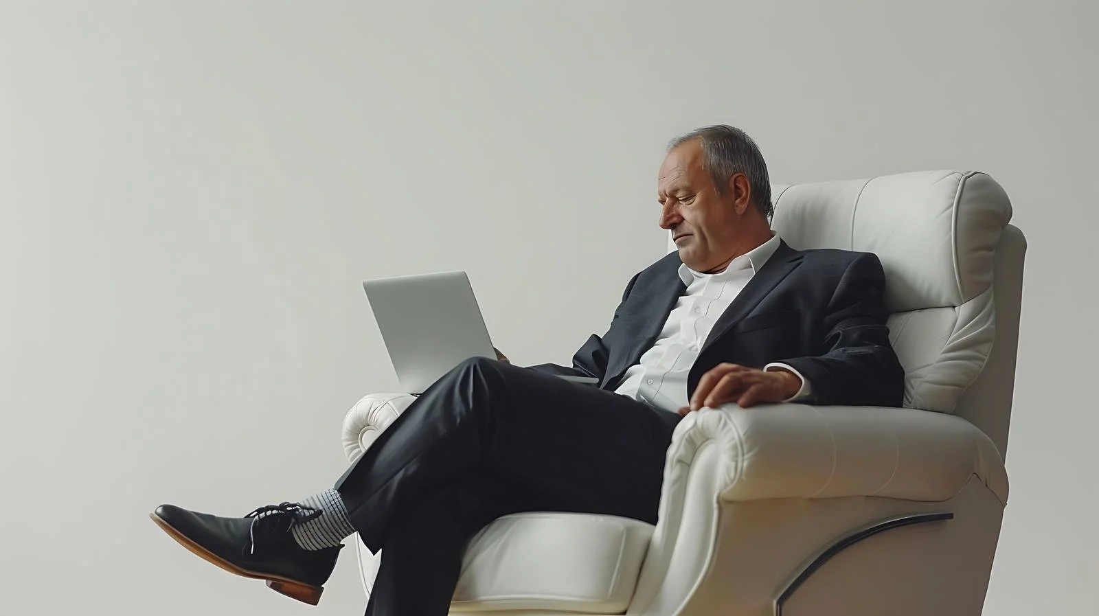 Professional Workspace: Mature Businessman with Laptop — free download from Dotvec