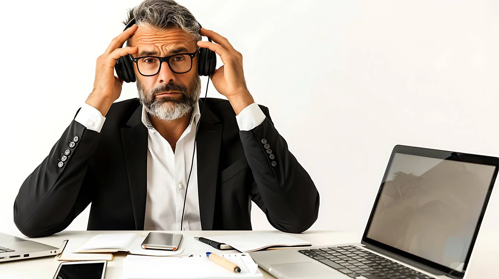 Professional Mature Businessman with Technology — free download from Dotvec