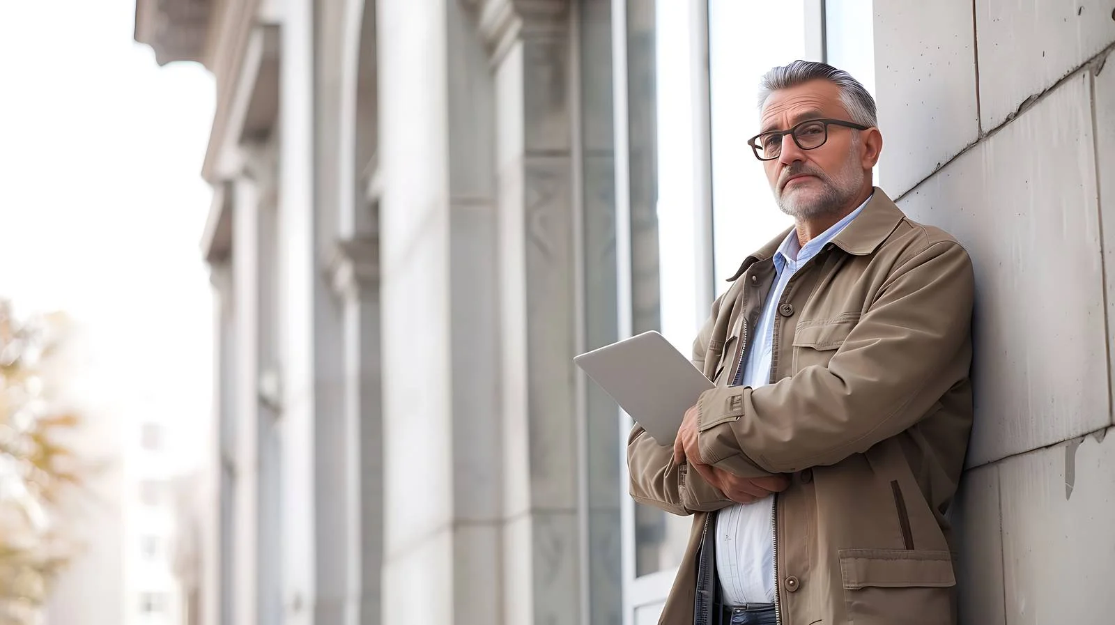 Professional Businessman Using Tablet Outdoors — free download from Dotvec