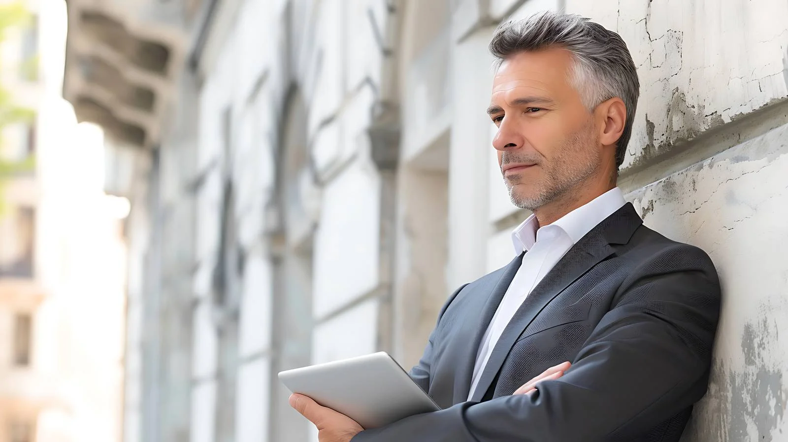 Professional Businessman Using Tablet Outdoors — free download from Dotvec