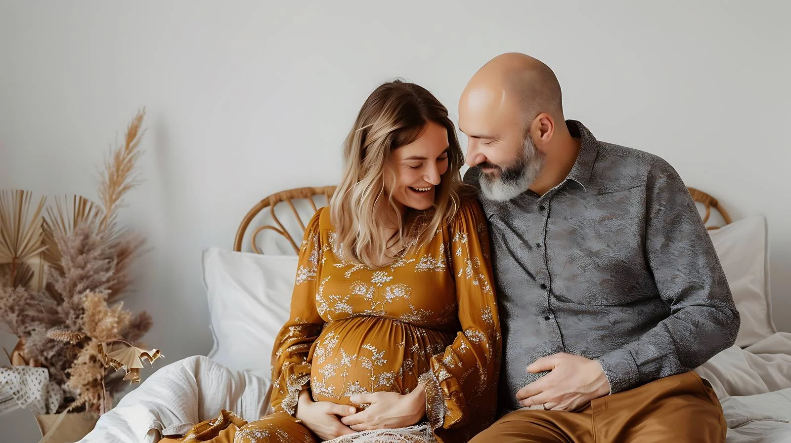 Expectant husband and mature pregnant wife seated — free download from Dotvec