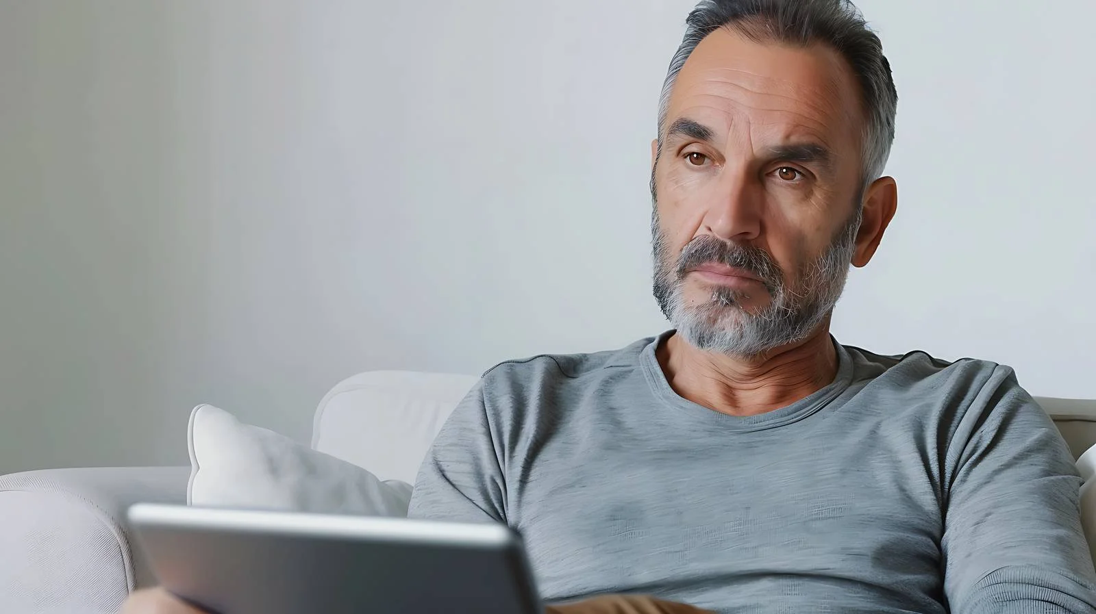 Senior Man Using Tablet at Home — free download from Dotvec