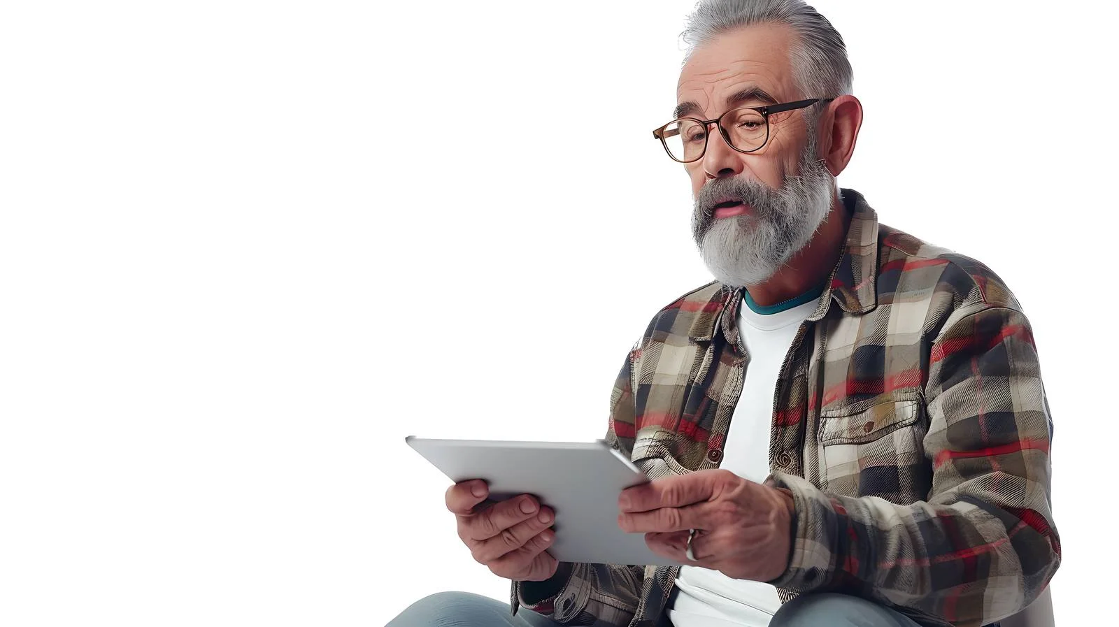 Mature Man Using Digital Tablet at Home — free download from Dotvec