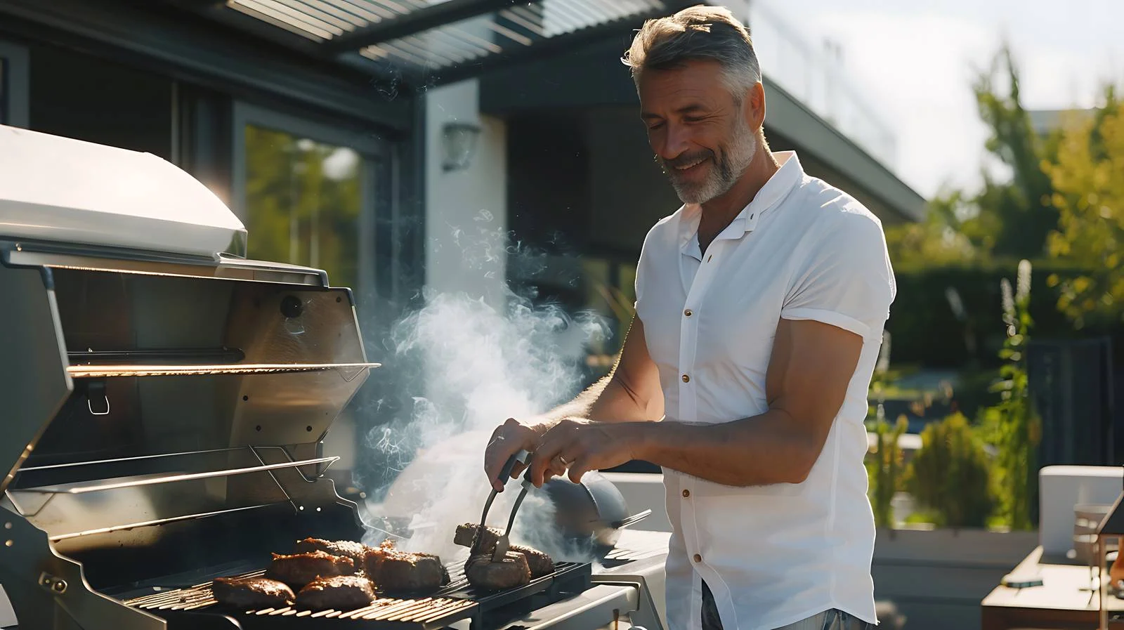 Man Grilling Steaks on Gas Grill — free download from Dotvec