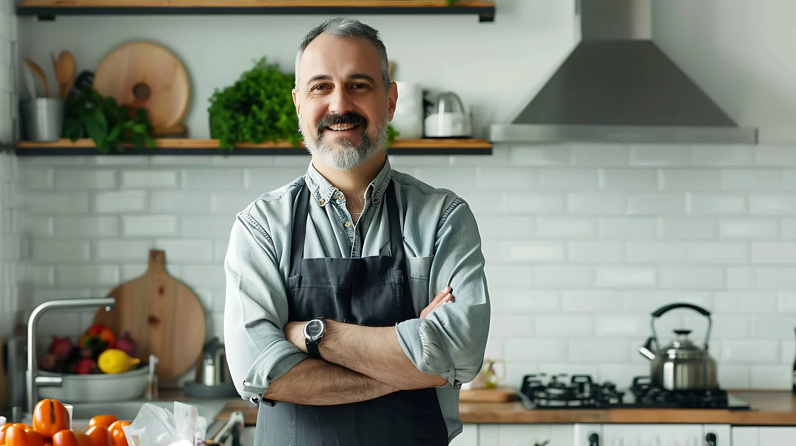 Mature Man Cooking in Home Kitchen — free download from Dotvec