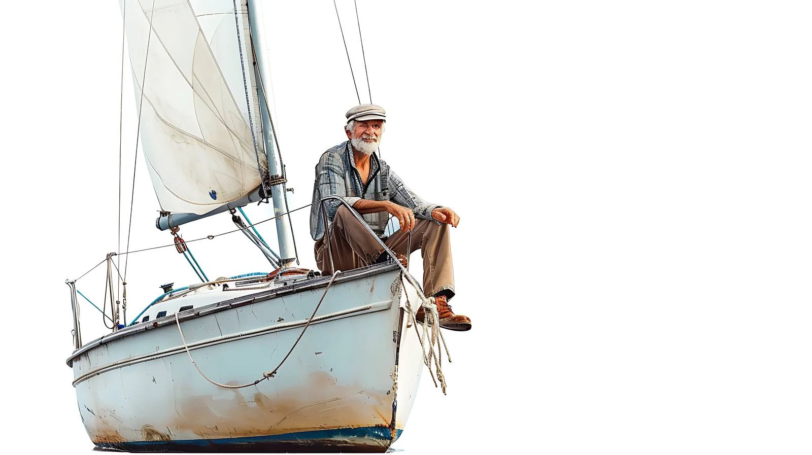 Serene Sailor on Isolated Sailing Boat — free download from Dotvec