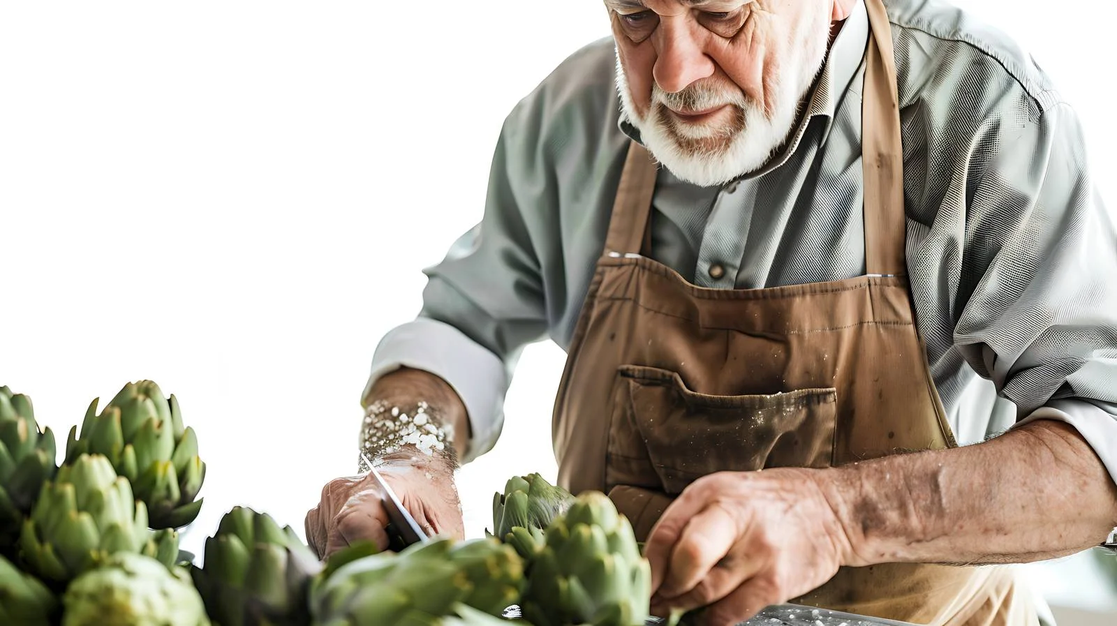Preparing Artichokes: Mature Man in Kitchen — free download from Dotvec