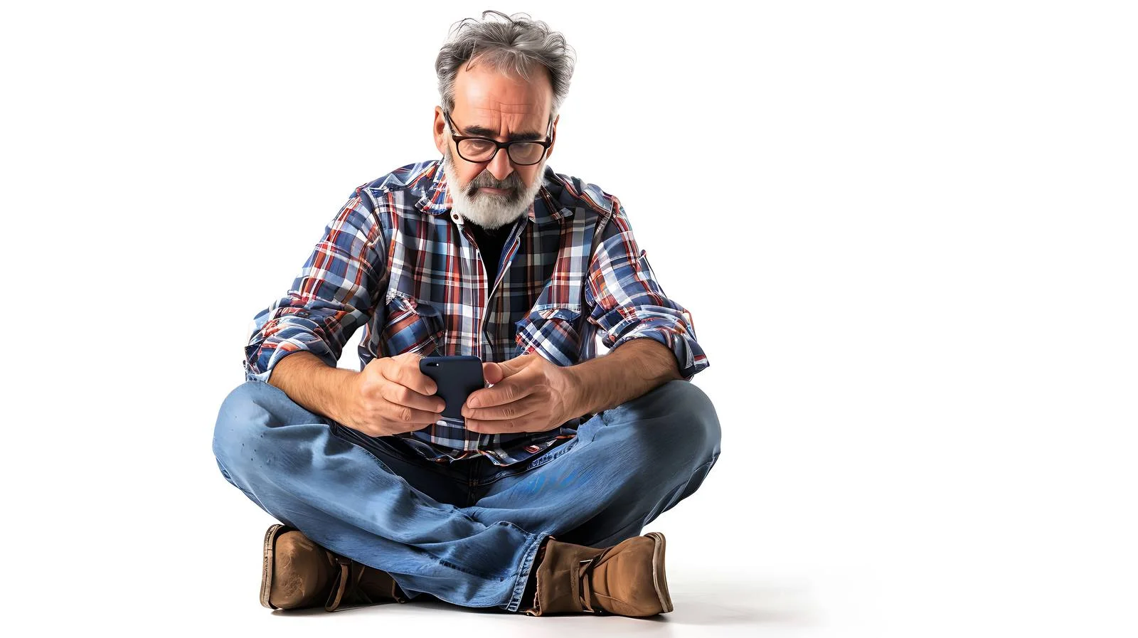 Senior man using cell phone at home — free download from Dotvec