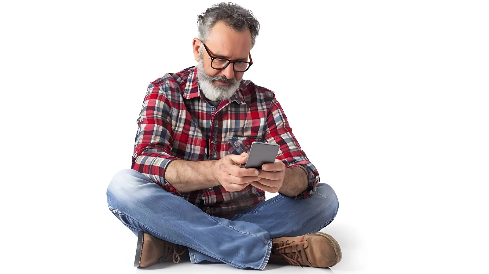 Mature Man Using Cellphone At Home — free download from Dotvec