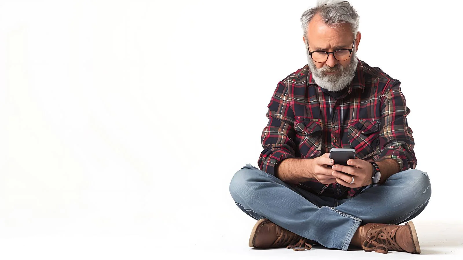 Elderly Man Using Phone at Home — free download from Dotvec