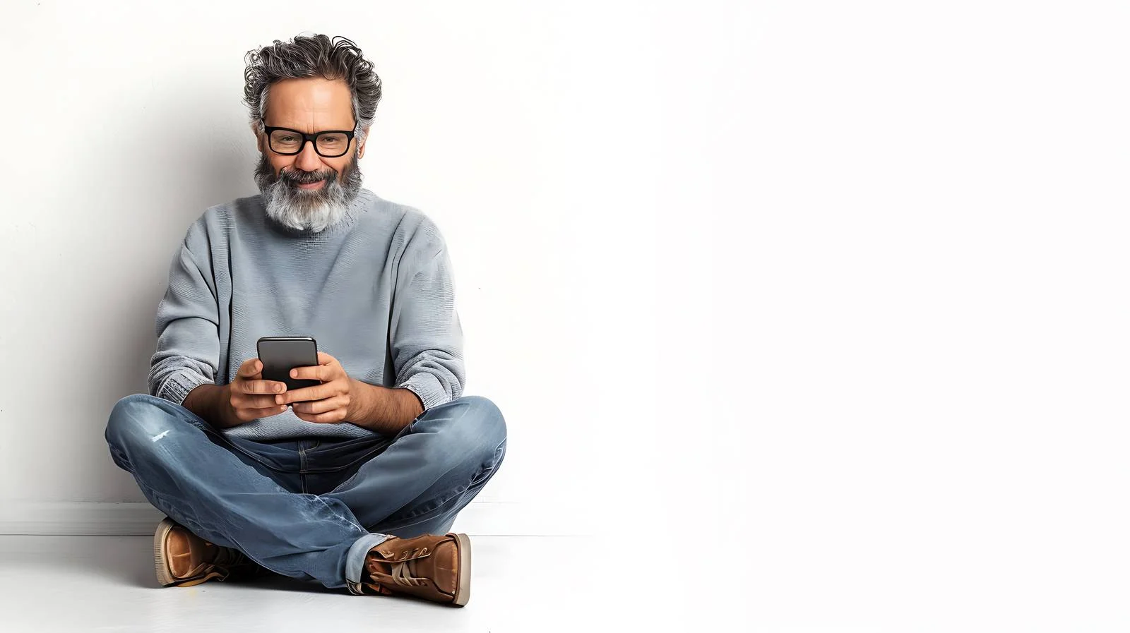 Mature Man Using Cellphone at Home — free download from Dotvec