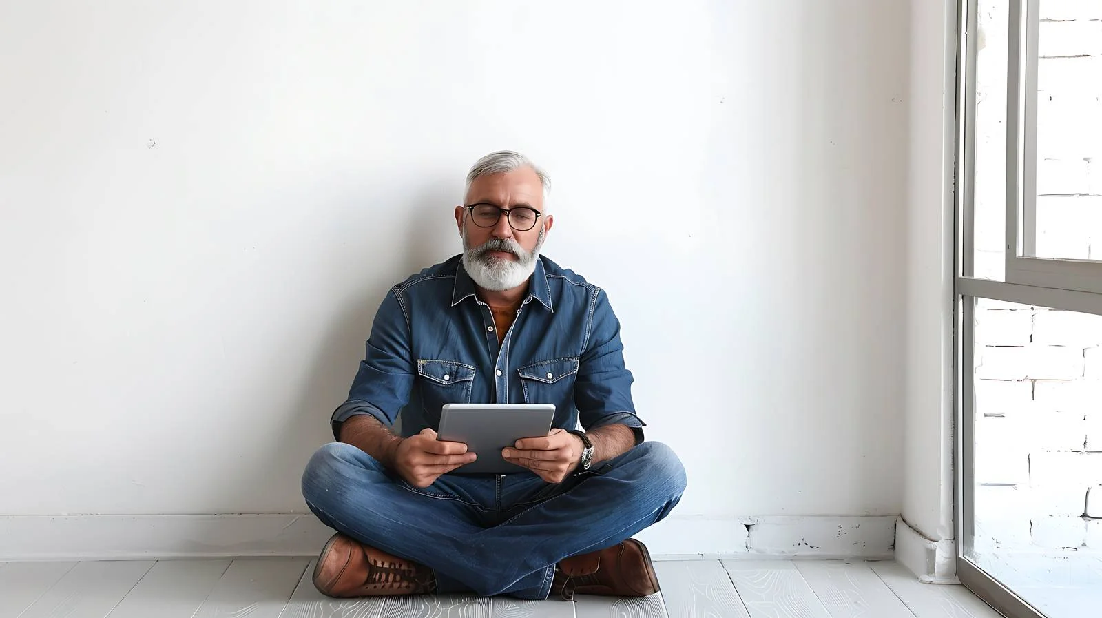 Mature Man Using Digital Tablet — free download from Dotvec