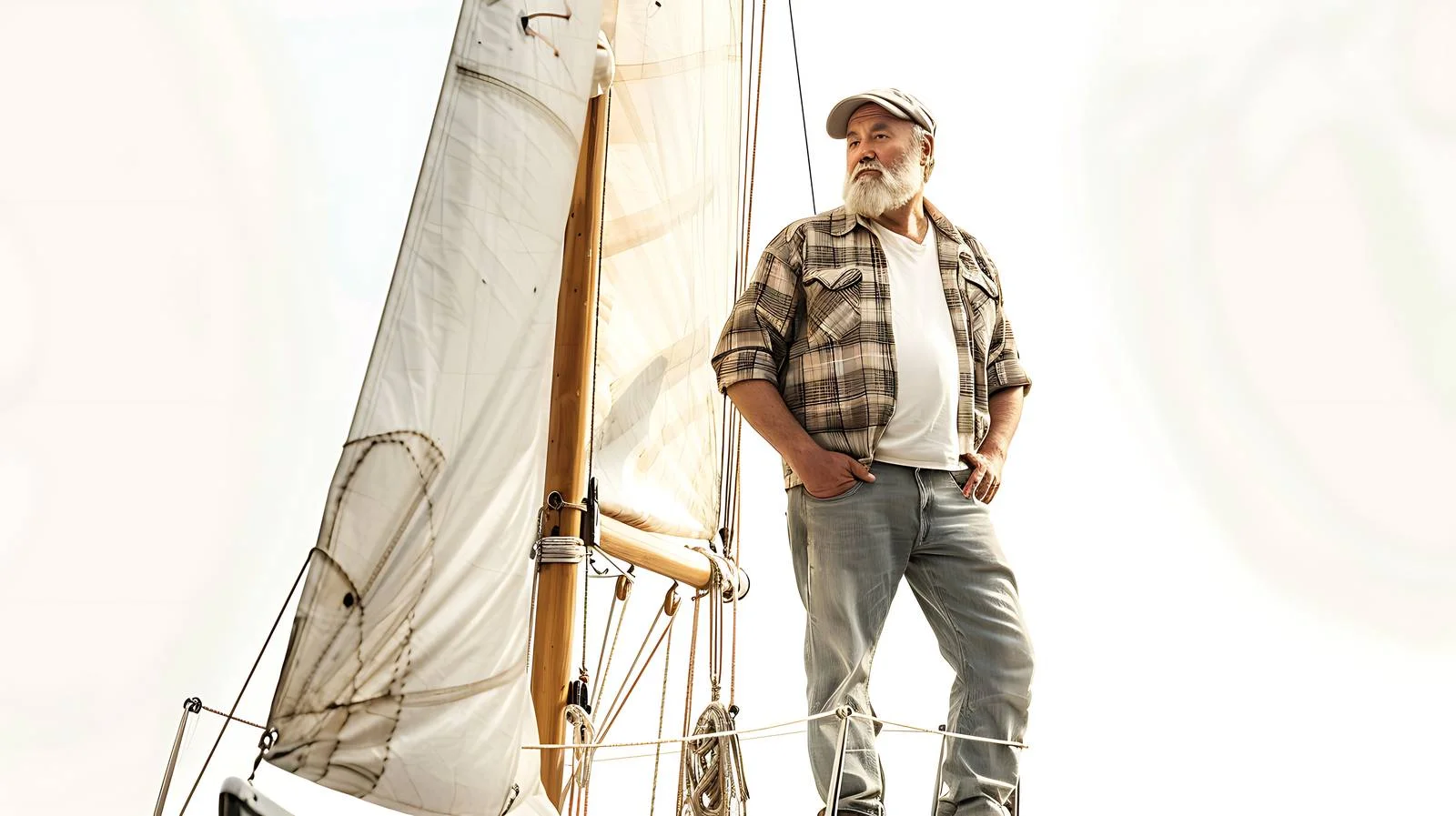 Serene Sailor On Boat Gazing Ahead — free download from Dotvec