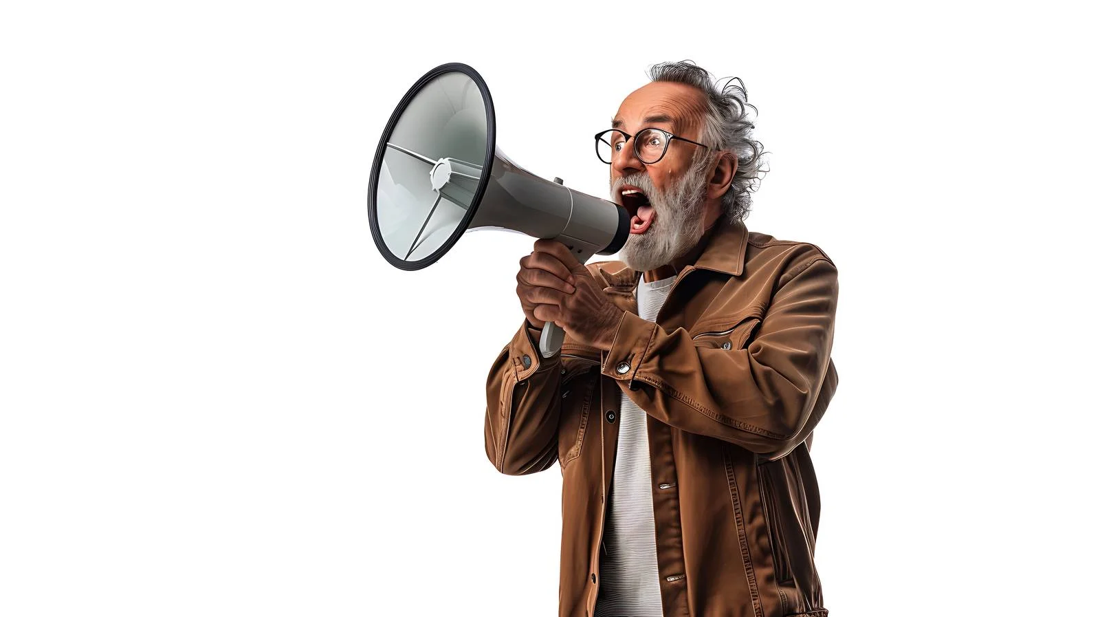 Mature Man Communicating with Megaphone — free download from Dotvec