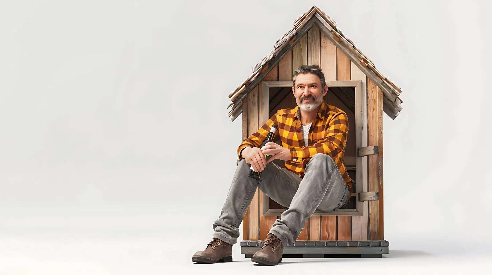 Relaxing Man with Beer at Tiny House — free download from Dotvec