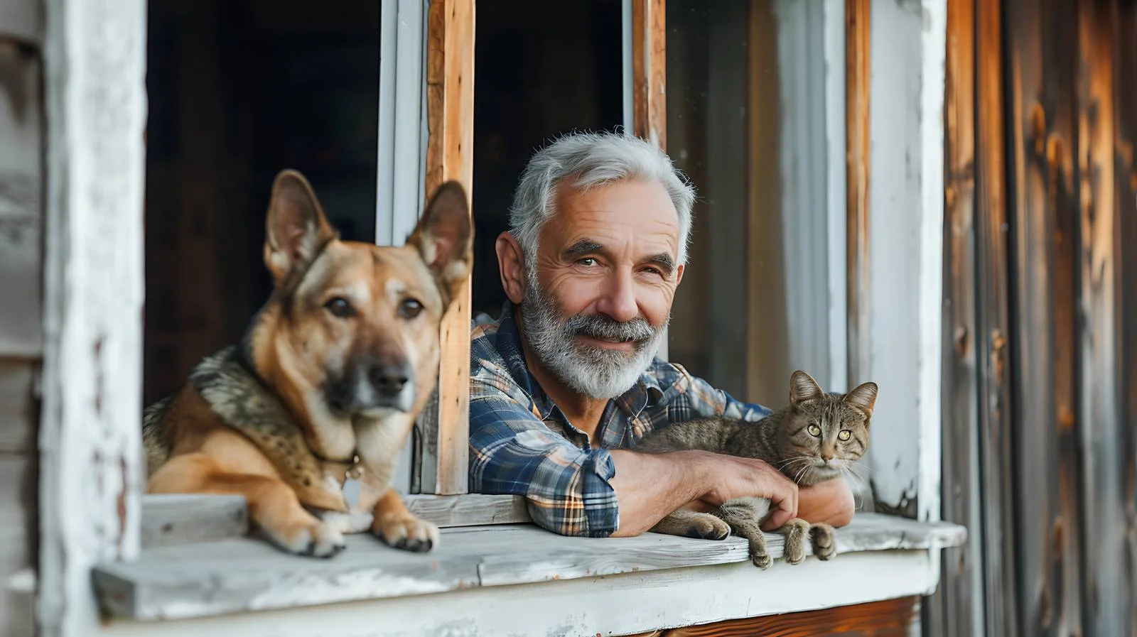 Man with Pets at Window — free download from Dotvec