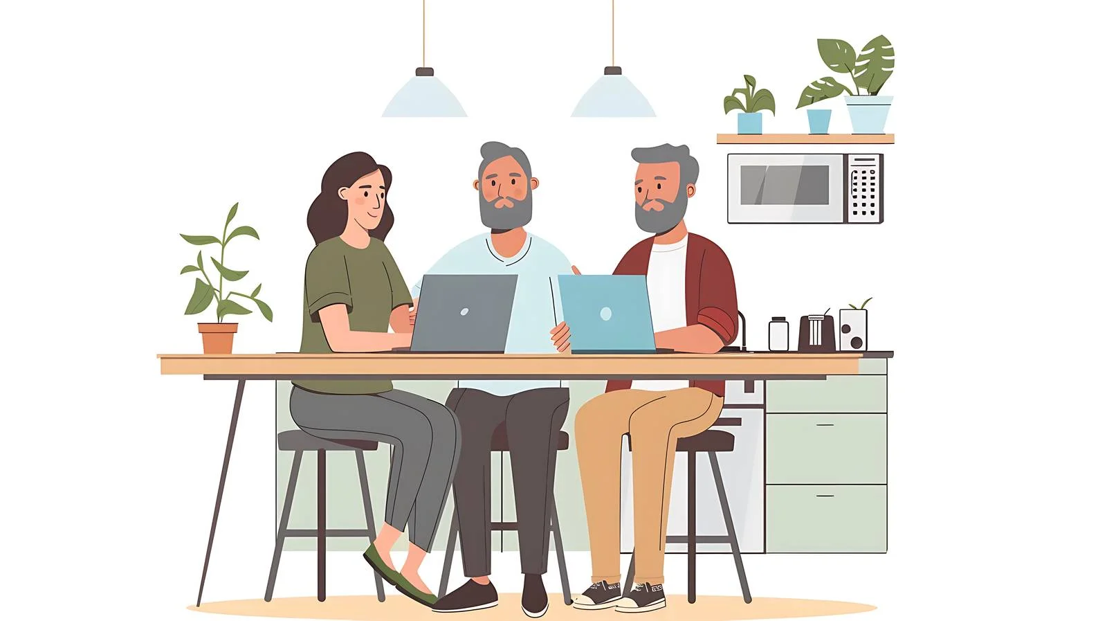 Couple Working on Laptop in Kitchen — free download from Dotvec