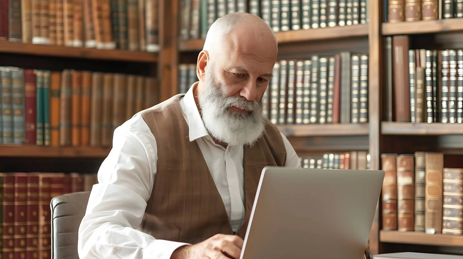 Focused Professional at Library Workspace — free download from Dotvec