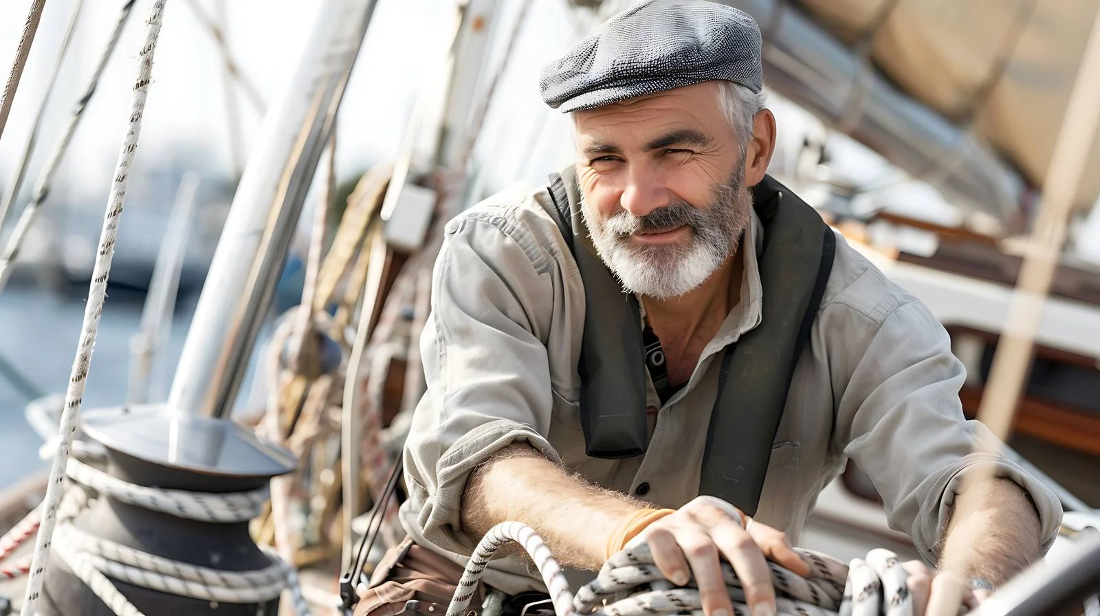 Experienced Sailor Handling Ropes on Boat — free download from Dotvec