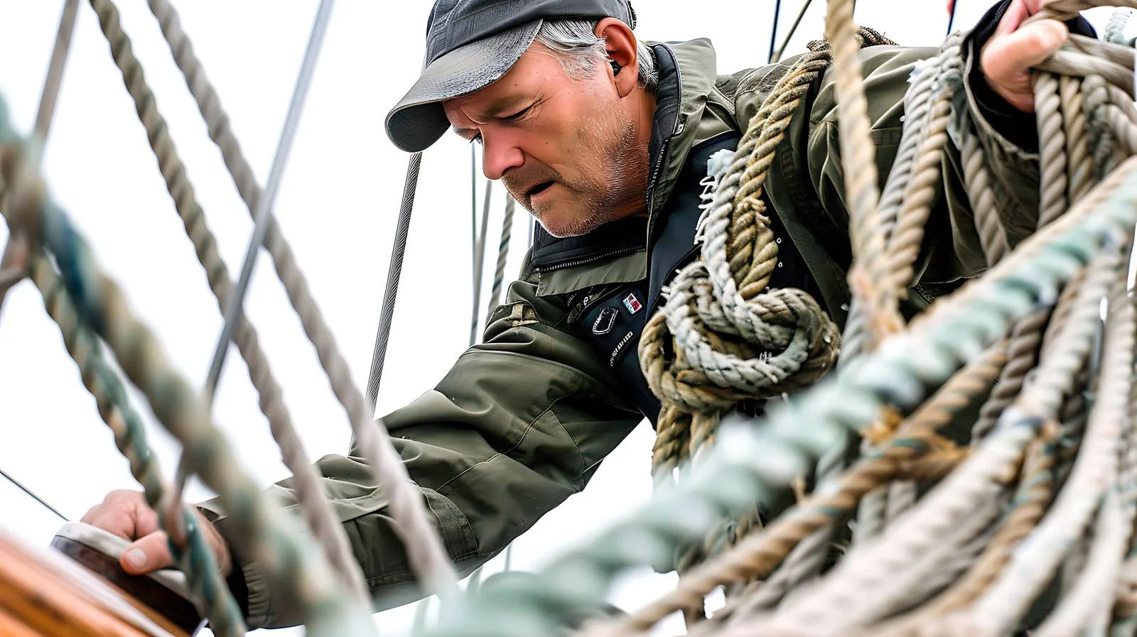 Experienced Sailor Handling Ropes on Sailing Boat — free download from Dotvec