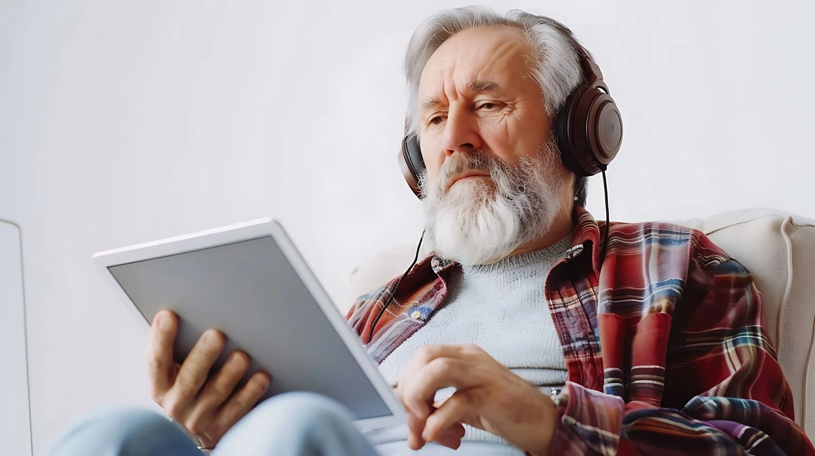 Professional Men Using Digital Tablet Together — free download from Dotvec