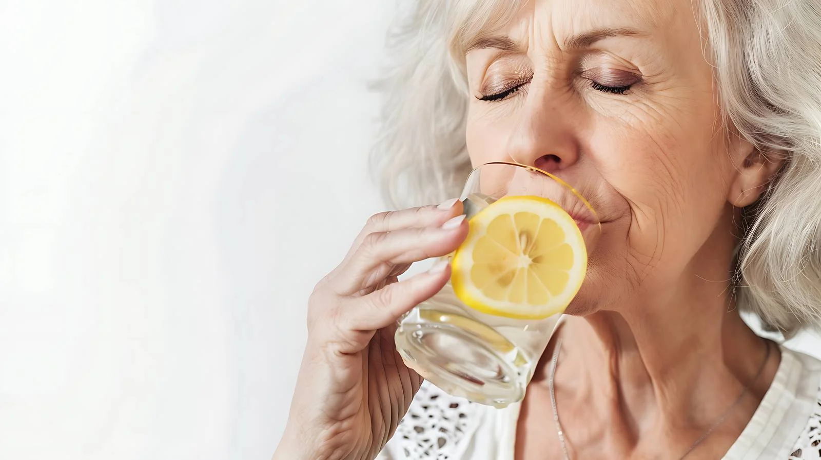 Tranquil Woman Drinking Lemon Water — free download from Dotvec