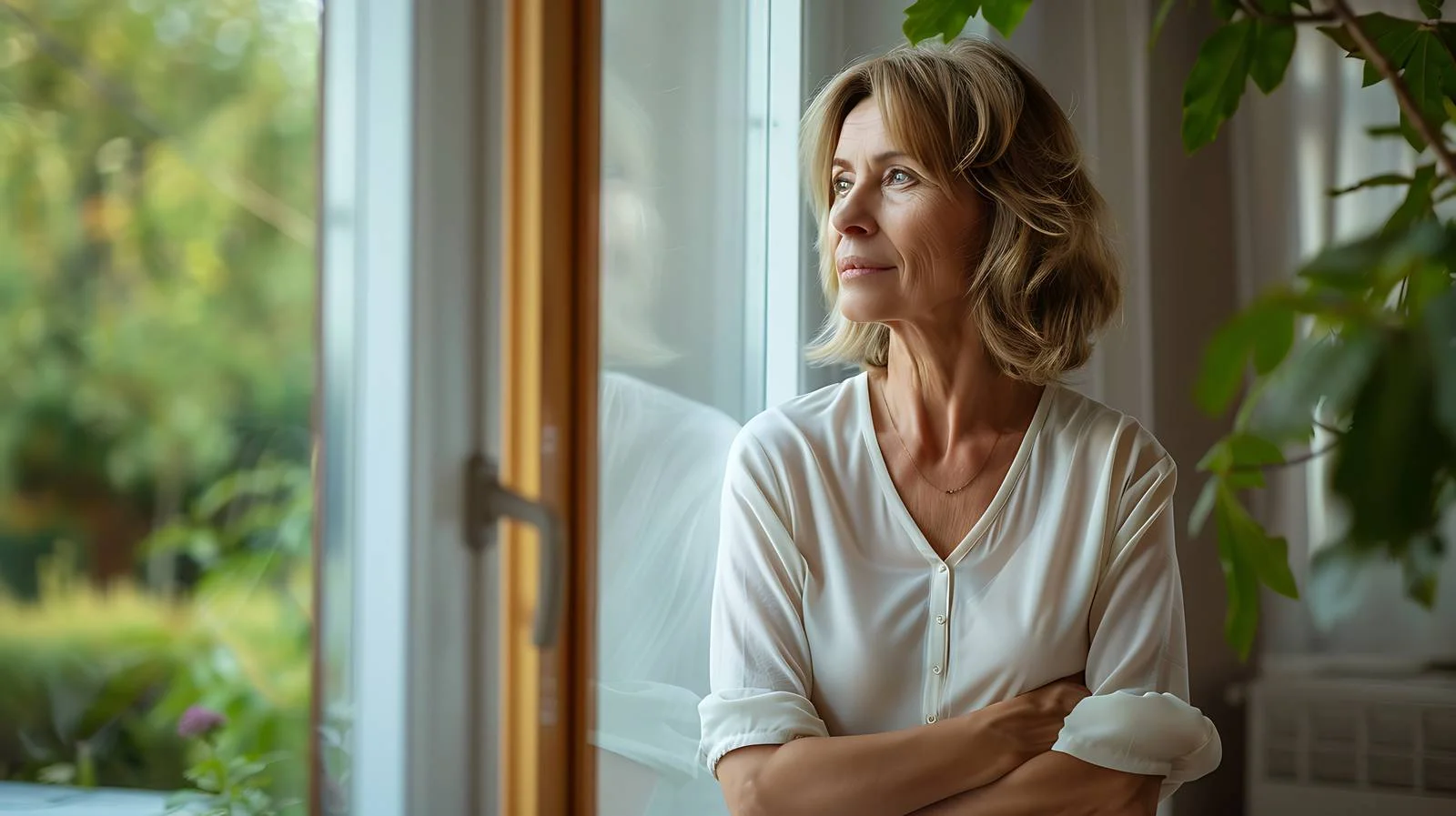 Elegant Woman by Living Room Window — free download from Dotvec