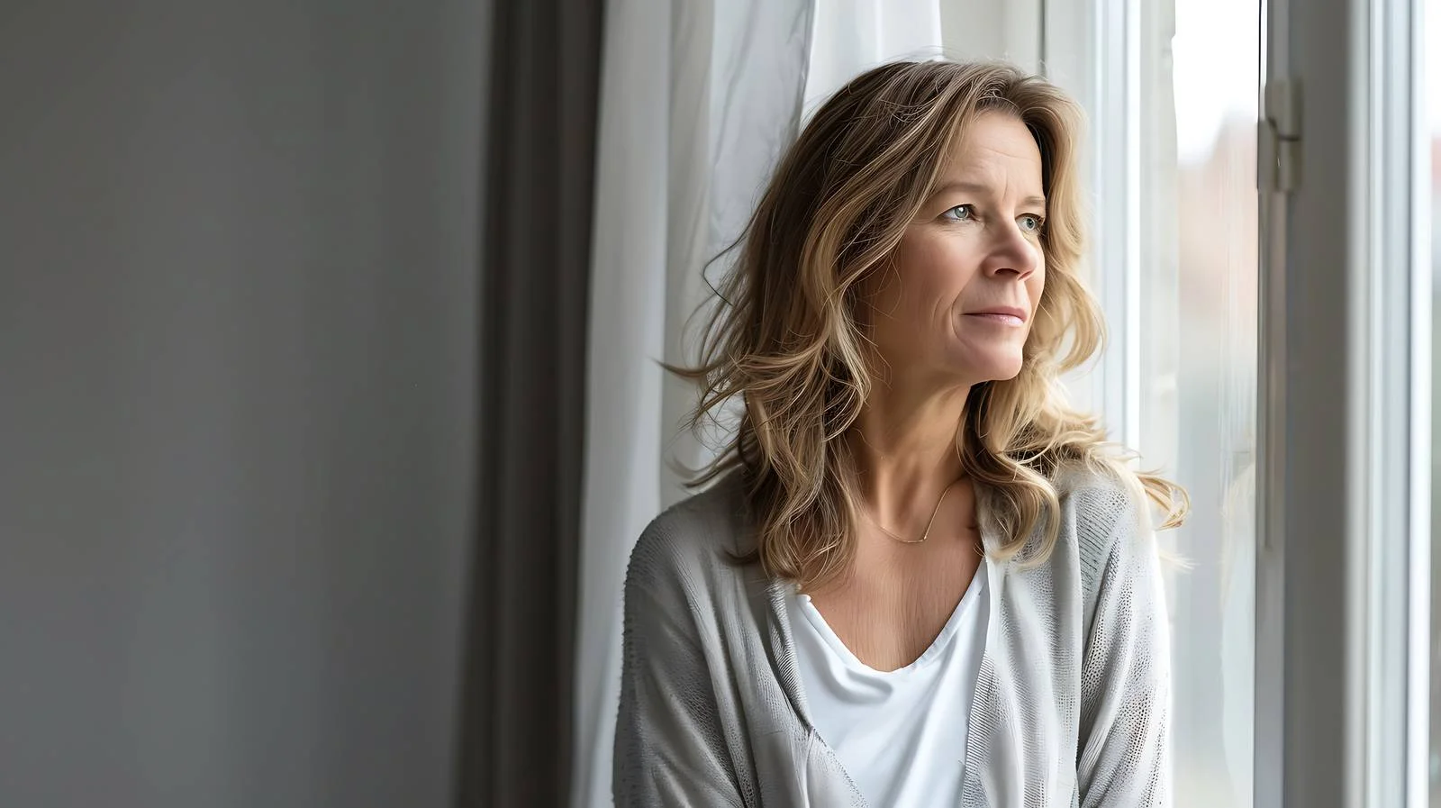 Serene Woman by Window in Living Room — free download from Dotvec