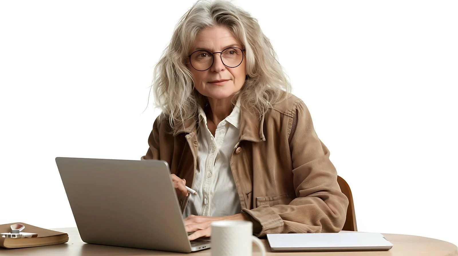 Focused Professional Using Laptop at Desk — free download from Dotvec